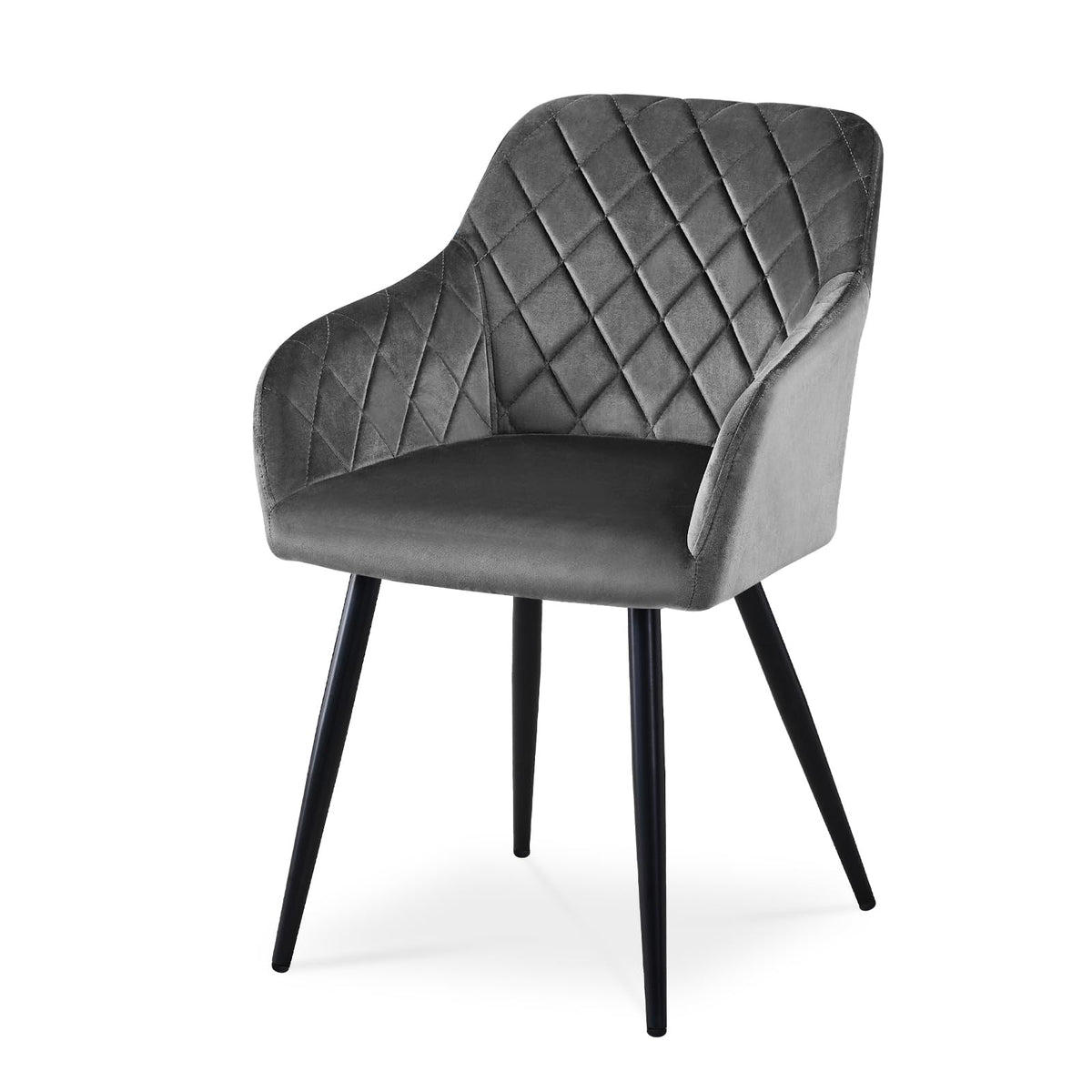 CLIPOP Esszimmerstühle 2er Set, Küchenstühle Grau Samtstoff stühle Polsterstühle mit Armlehne Metallbeine Polstersessel Stühle für Esszimmer Küche