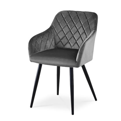 CLIPOP Esszimmerstühle 2er Set, Küchenstühle Grau Samtstoff stühle Polsterstühle mit Armlehne Metallbeine Polstersessel Stühle für Esszimmer Küche