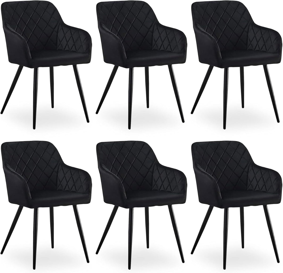CLIPOP Esszimmerstühle 4er Set, Küchenstühle Grau Kunstlederstoff stühle Polsterstühle mit Armlehne Metallbeine Polstersessel Stühle für Esszimmer