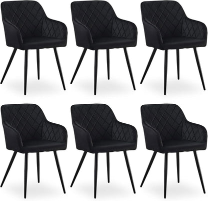 CLIPOP Esszimmerstühle 4er Set, Küchenstühle Grau Kunstlederstoff stühle Polsterstühle mit Armlehne Metallbeine Polstersessel Stühle für Esszimmer