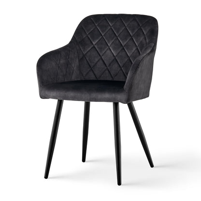 CLIPOP Esszimmerstühle 2er Set, Küchenstühle Grau Samtstoff stühle Polsterstühle mit Armlehne Metallbeine Polstersessel Stühle für Esszimmer Küche