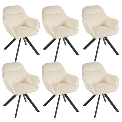 Esszimmerstühle Drehbar 4er Set mit Armlehne, 360° drehbar, Polsterstuhl Leinen, Drehstuhl Esszimmer Beige, Küchenstuhl mit Metallbeine für