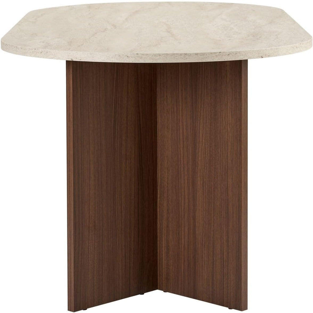 Moderner Esstisch, 180 x 90 x 75 cm, Travertine & Walnuss-Farben – 100% melaminbeschichtete Spanplatte, 25 mm Stärke
