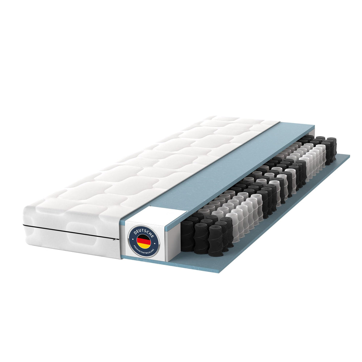 BMM Ortho Medic Taschenfederkernmatratze 90x200 H3 – 7 Zonen Federkernmatratze 21 cm hoch, ergonomisch & rückenschonend, atmungsaktiv