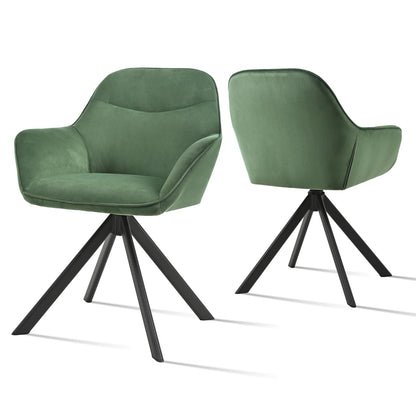 Esszimmerstühle Drehbar 4er Set mit Armlehne, 360° drehbar, Polsterstuhl Leinen, Drehstuhl Esszimmer Beige, Küchenstuhl mit Metallbeine für