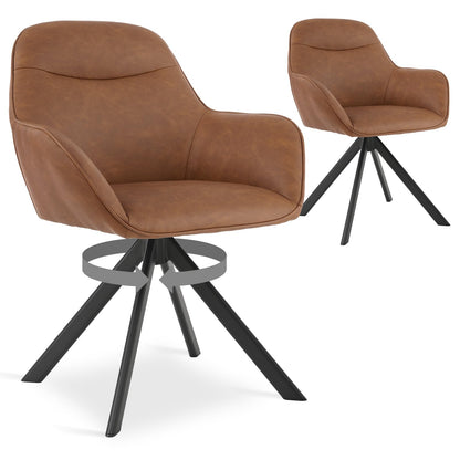 Esszimmerstühle Drehbar 4er Set mit Armlehne, 360° drehbar, Polsterstuhl Leinen, Drehstuhl Esszimmer Beige, Küchenstuhl mit Metallbeine für