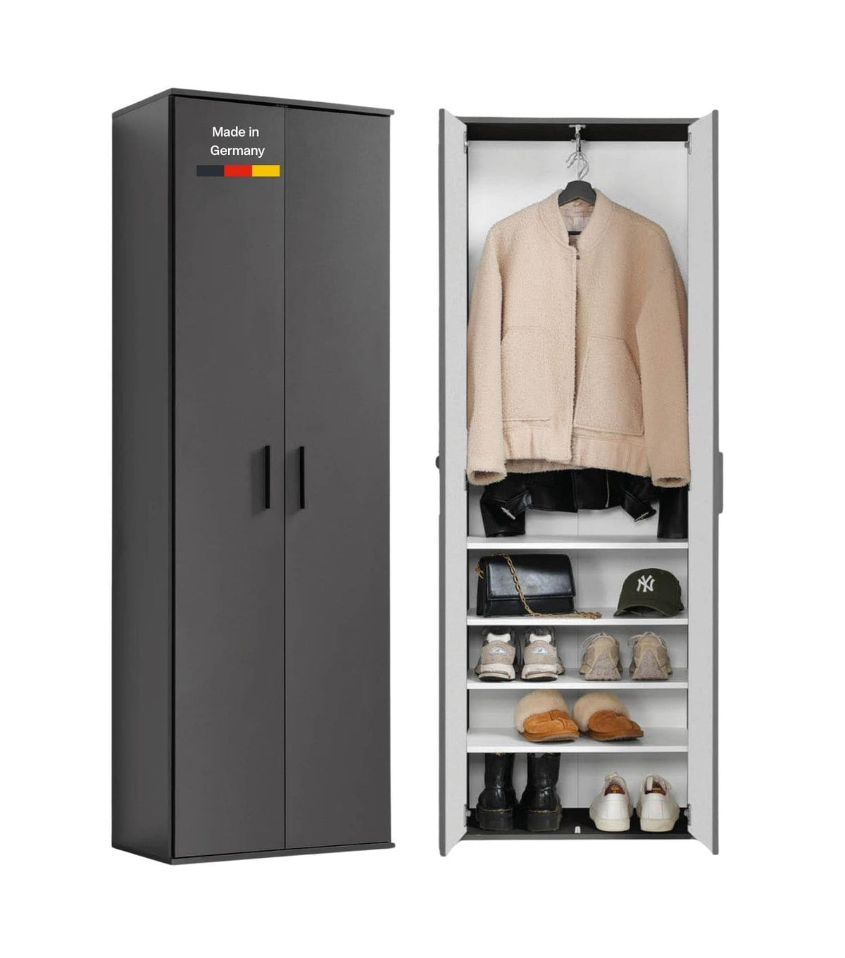 mokebo Mehrzweckschrank Besenschrank (60x180 cm) 'Der Lange' Made in Germany aus Holz auch als Haushaltsschrank Putzschrank Vorratsschrank