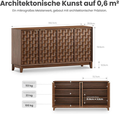 COLAMY Sideboard 150 cm Holz mit Stauraum – Modernes Sideboard für Wohnzimmer, Küchenschrank mit verstellbaren Einlegeböden