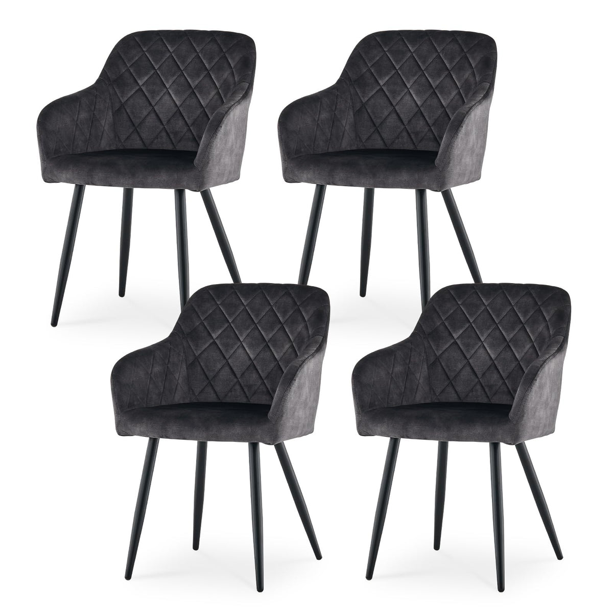 CLIPOP Esszimmerstühle 2er Set, Küchenstühle Grau Samtstoff stühle Polsterstühle mit Armlehne Metallbeine Polstersessel Stühle für Esszimmer Küche