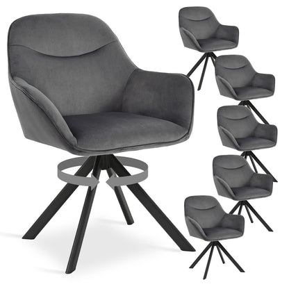 Esszimmerstühle Drehbar 4er Set mit Armlehne, 360° drehbar, Polsterstuhl Leinen, Drehstuhl Esszimmer Beige, Küchenstuhl mit Metallbeine für