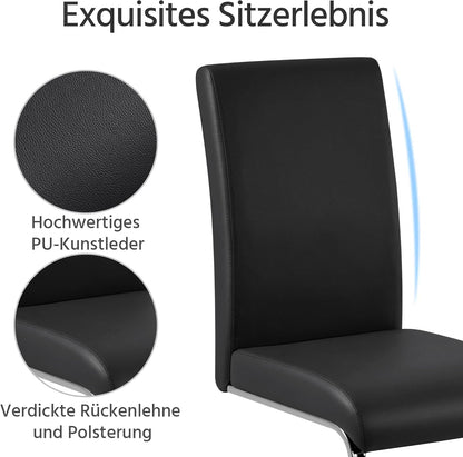 Yaheetech Esszimmerstühle 2er Set Schwingstuhl hohe Rückenlehne Schwarz
