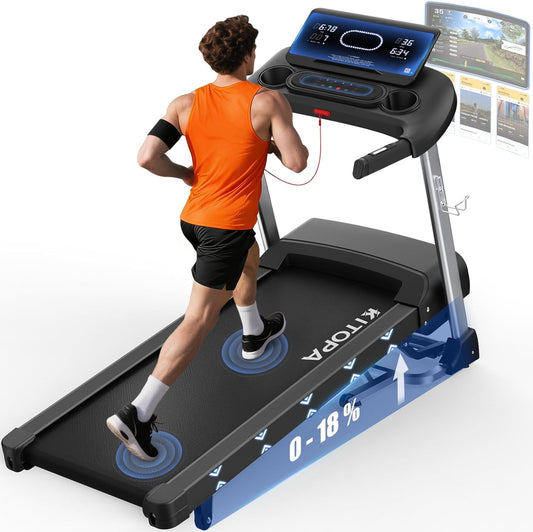 Kitopa Laufband für Zuhause, 48*120CM Laufbereich,Klappbar mit 18% Steigung
