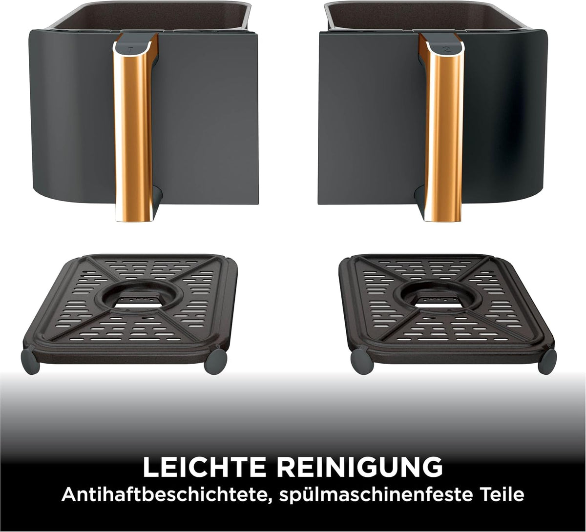 Ninja Foodi MAX Dual Zone Heißluftfritteuse, 9,5 L Airfryer, 2 Fächer, 6-in-1, Antihaftbeschichtung, spülmaschinenfeste Körbe
