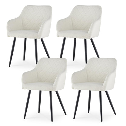 CLIPOP Esszimmerstühle 4er Set, Küchenstühle Grau Kunstlederstoff stühle Polsterstühle mit Armlehne Metallbeine Polstersessel Stühle für Esszimmer