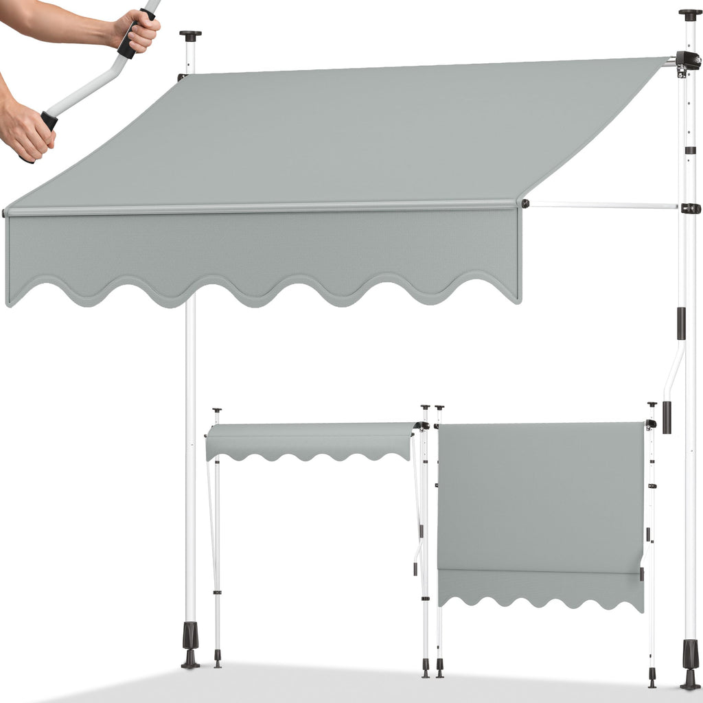 tillvex Klemmmarkise 350cm breit mit Handkurbel – Balkonmarkise ohne Bohren
