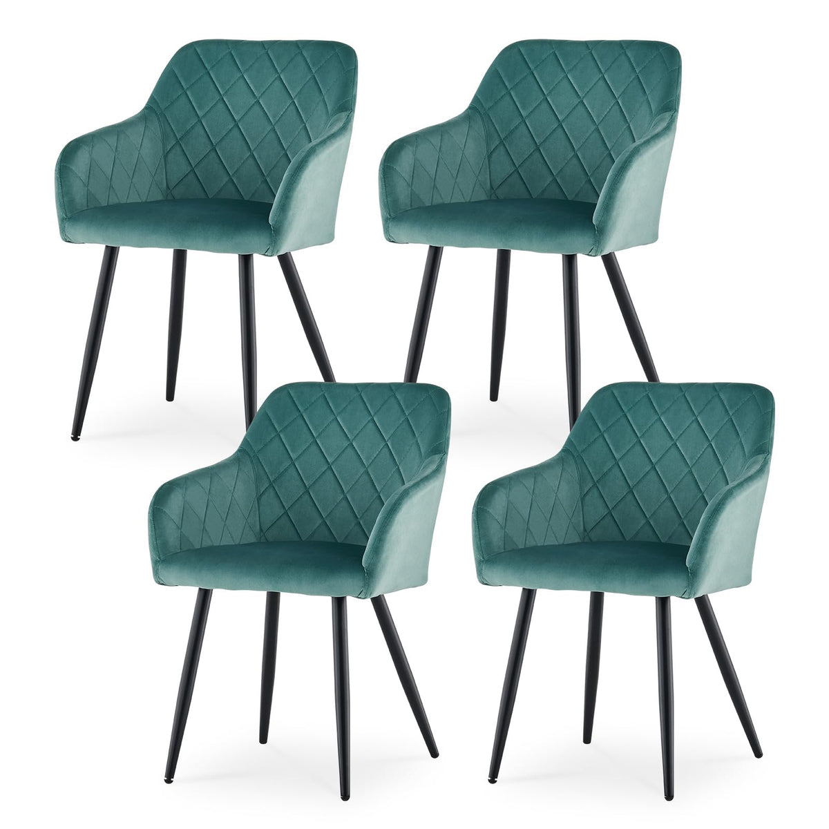 CLIPOP Esszimmerstühle 4er Set, Küchenstühle Grau Kunstlederstoff stühle Polsterstühle mit Armlehne Metallbeine Polstersessel Stühle für Esszimmer