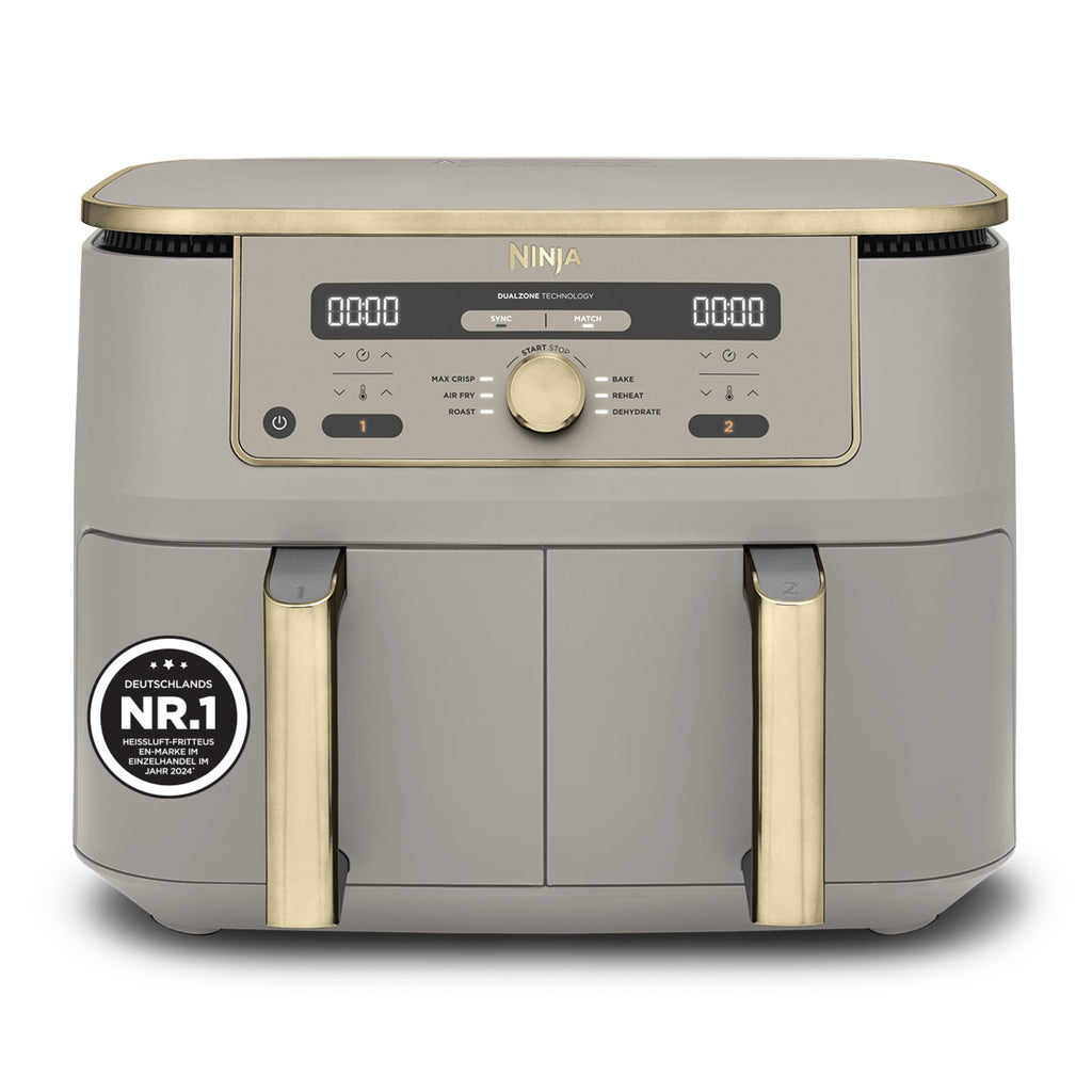 Ninja Dual Zone digitale Heißluftfritteuse, 9,5 L, 6-in-1, Stone/Gold