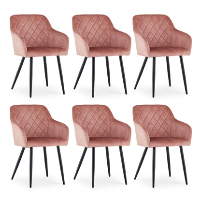 CLIPOP Esszimmerstühle 4er Set, Küchenstühle Grau Kunstlederstoff stühle Polsterstühle mit Armlehne Metallbeine Polstersessel Stühle für Esszimmer
