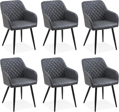 CLIPOP Esszimmerstühle 2er Set, Küchenstühle Grau Samtstoff stühle Polsterstühle mit Armlehne Metallbeine Polstersessel Stühle für Esszimmer Küche
