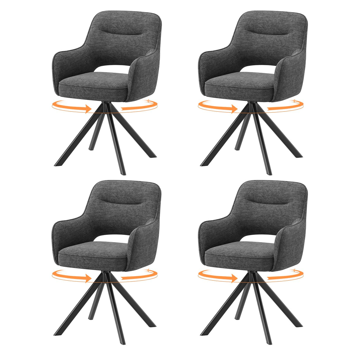 COLAMY Drehstühle für Esszimmer, 2er Set, Drehbare Polsterstühle mit Armlehnen und Rückenlehne, Bequeme Küchenstühle für Wohnzimmer & Essbereich
