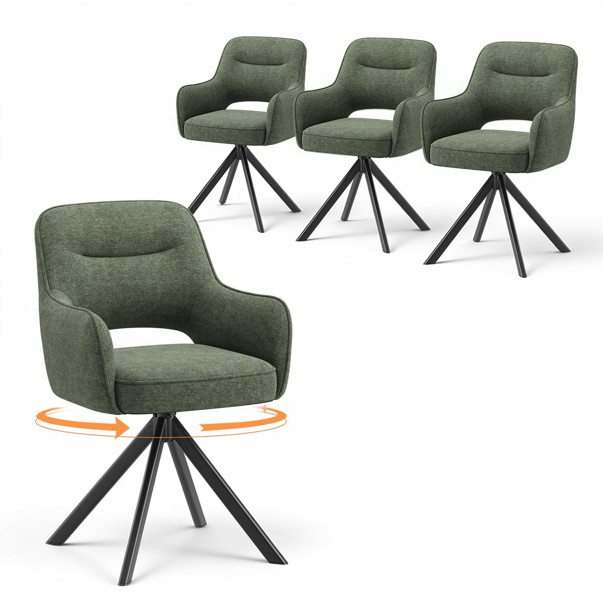 COLAMY Drehstühle für Esszimmer, 2er Set, Drehbare Polsterstühle mit Armlehnen und Rückenlehne, Bequeme Küchenstühle für Wohnzimmer & Essbereich
