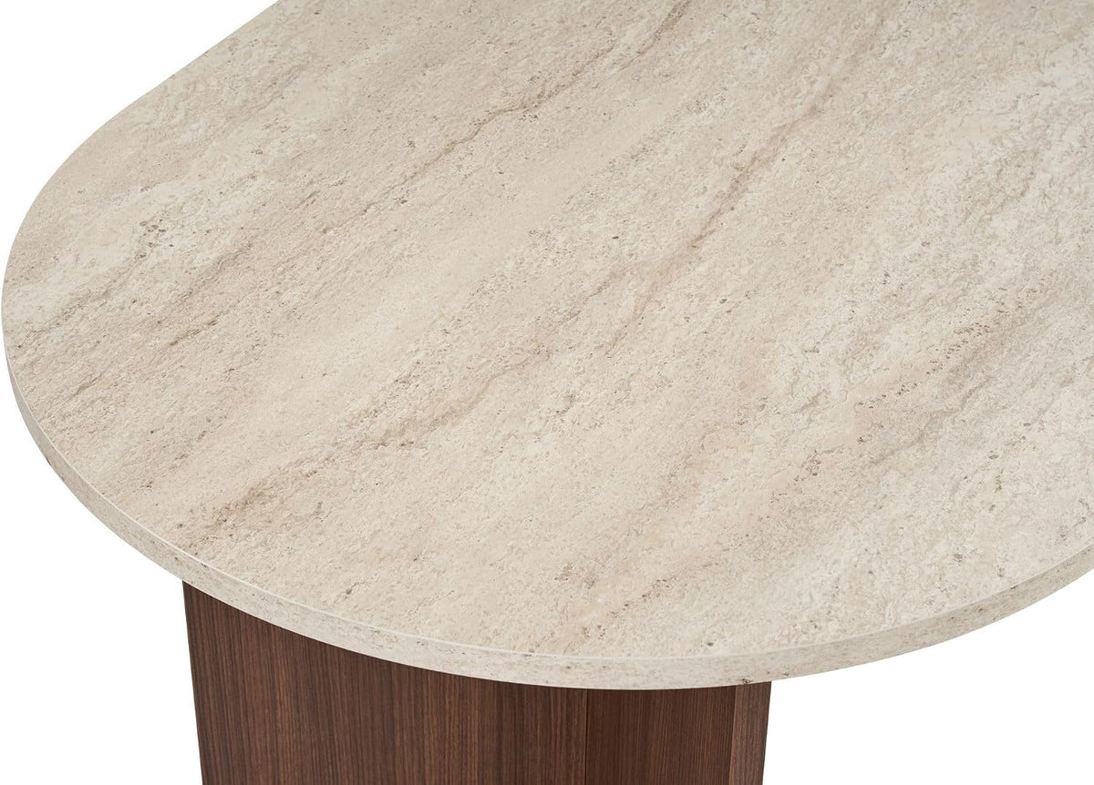 Moderner Esstisch, 180 x 90 x 75 cm, Travertine & Walnuss-Farben – 100% melaminbeschichtete Spanplatte, 25 mm Stärke