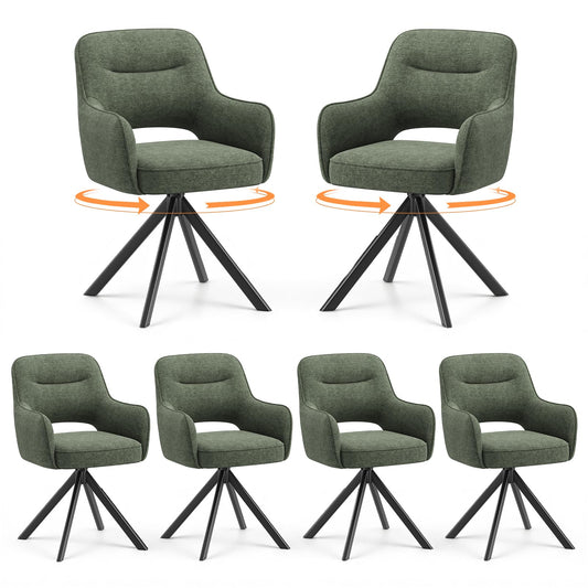 COLAMY Drehstühle für Esszimmer, 2er Set, Drehbare Polsterstühle mit Armlehnen und Rückenlehne, Bequeme Küchenstühle für Wohnzimmer & Essbereich