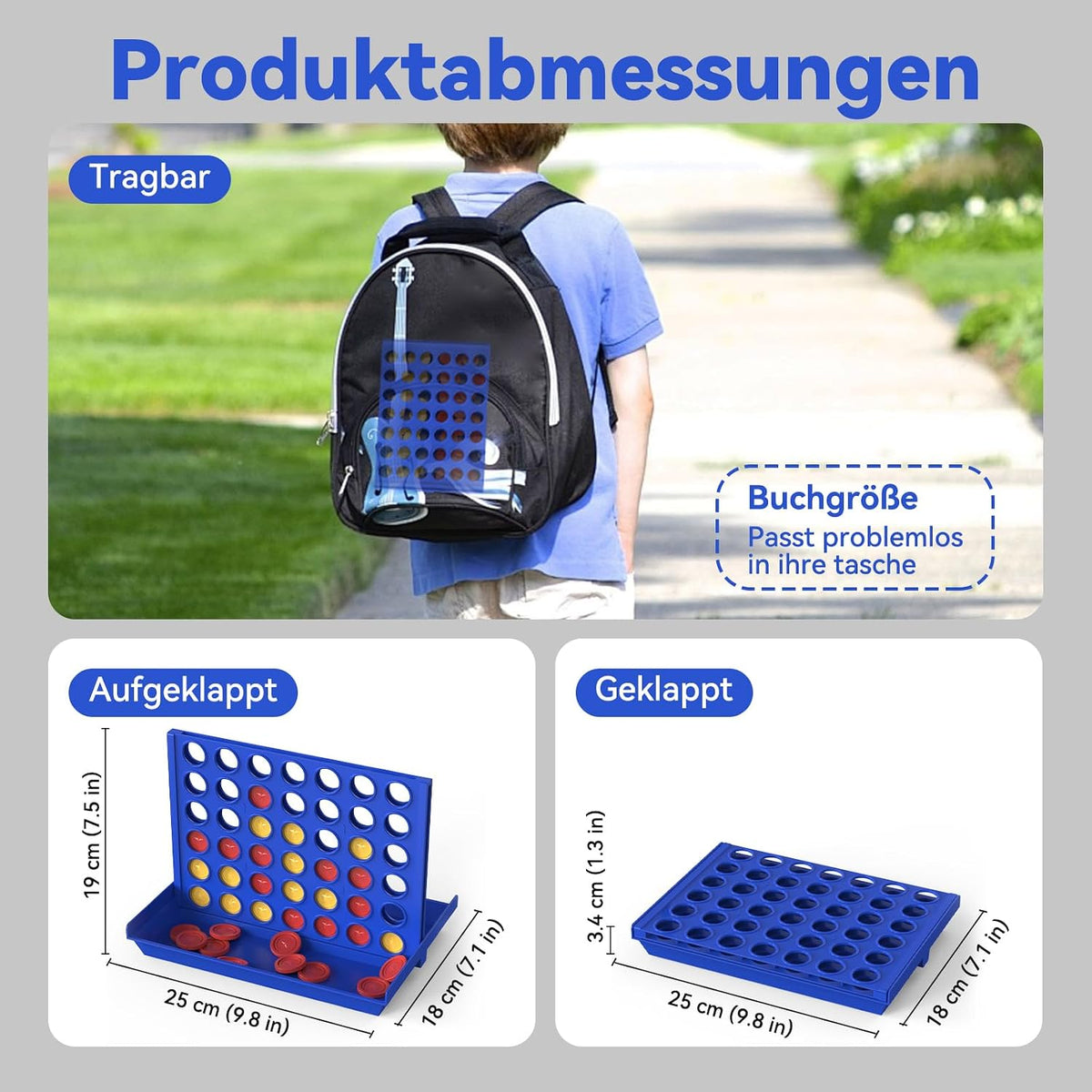 Pup Go 4 Gewinnt Brettspiel für Kinder ab 3 Jahren - Faltbares Reisespiel aus Kunststoff
