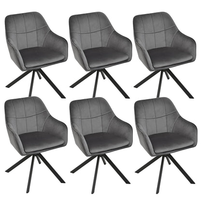 Esszimmerstühle drehbar 4er Set Grau Armlehnenstuhl Polsterstuhl drehstuhl Esszimmer drehstühle aus Samt Küchenstuhl mit Metallbeine für Wohnzimmer