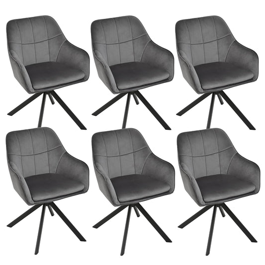Esszimmerstühle drehbar 4er Set Grau Armlehnenstuhl Polsterstuhl drehstuhl Esszimmer drehstühle aus Samt Küchenstuhl mit Metallbeine für Wohnzimmer