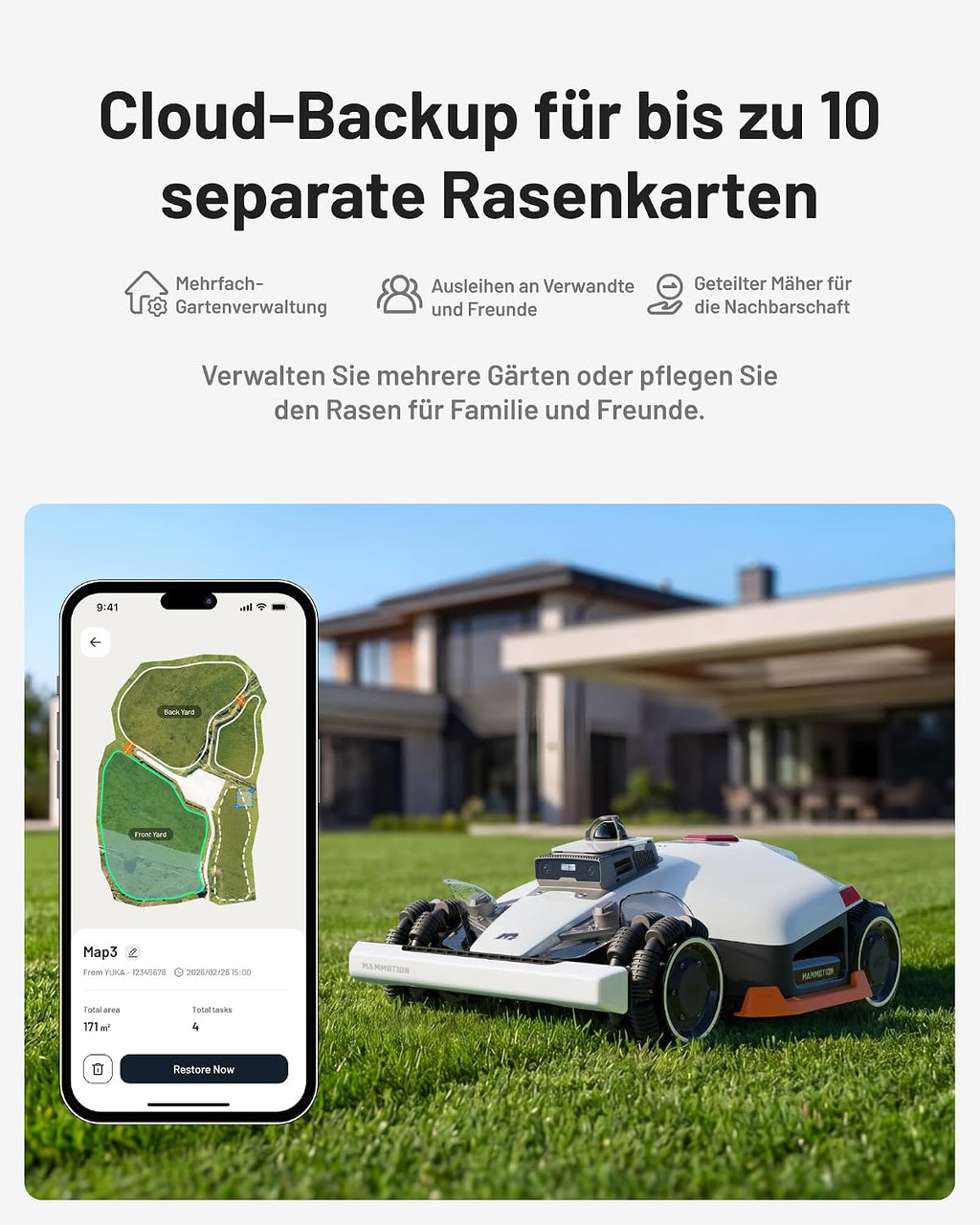 MAMMOTION LUBA 3 AWD Mähroboter mit Garage+Reinigungsständer