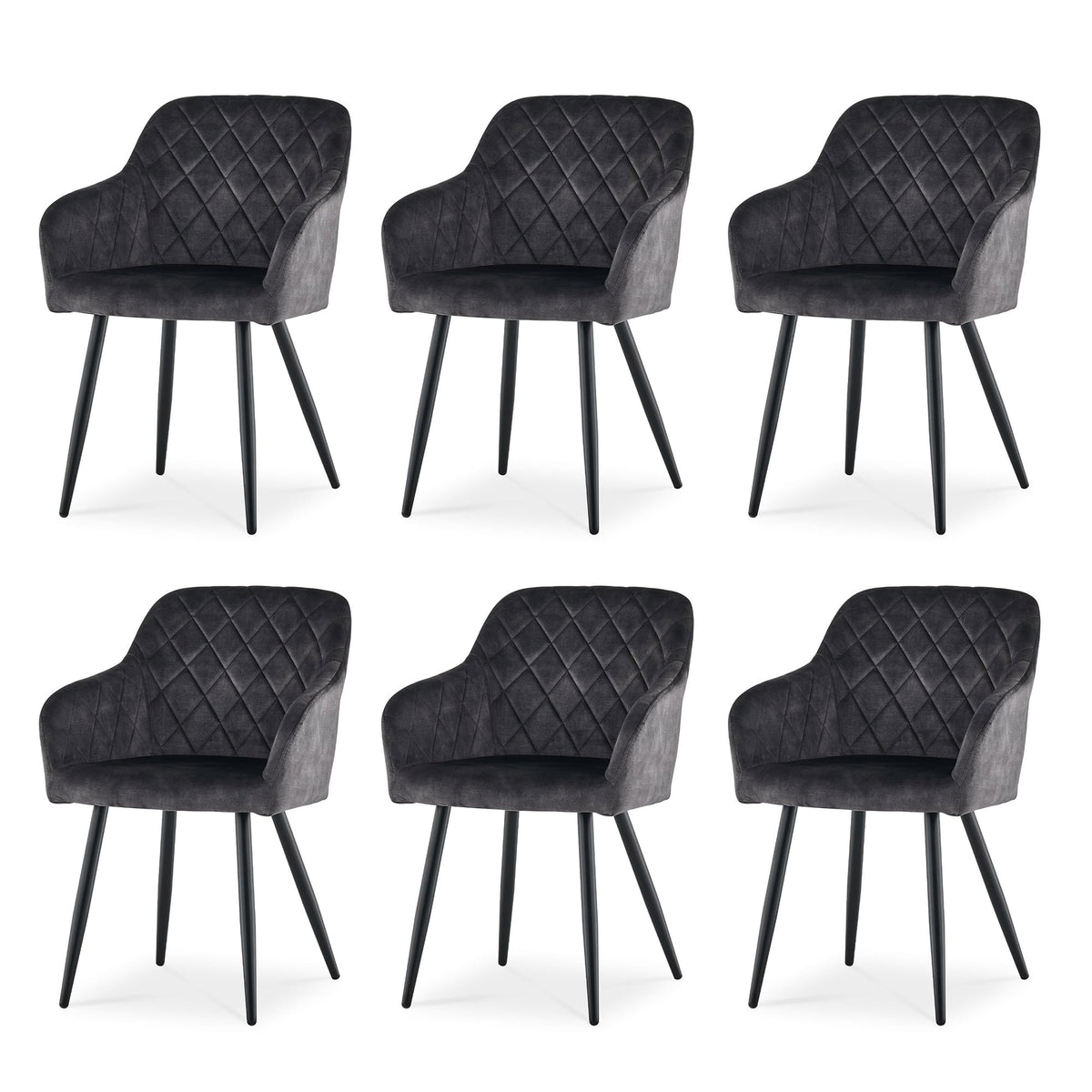 CLIPOP Esszimmerstühle 2er Set, Küchenstühle Grau Samtstoff stühle Polsterstühle mit Armlehne Metallbeine Polstersessel Stühle für Esszimmer Küche