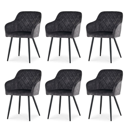 CLIPOP Esszimmerstühle 2er Set, Küchenstühle Grau Samtstoff stühle Polsterstühle mit Armlehne Metallbeine Polstersessel Stühle für Esszimmer Küche