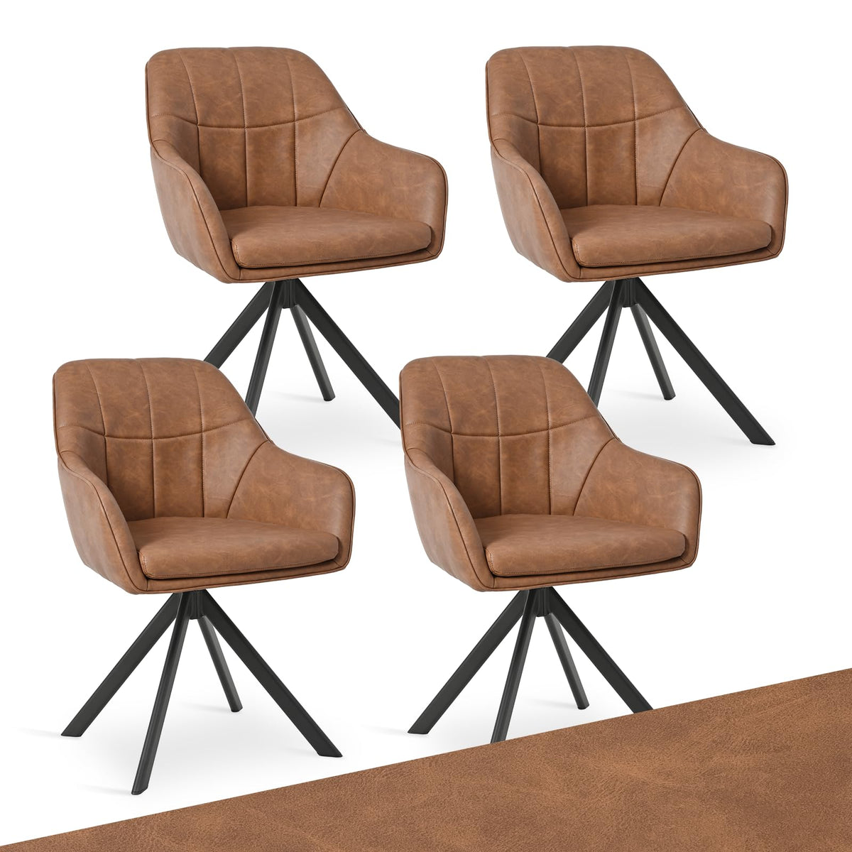 Esszimmerstühle drehbar 4er Set Grau Armlehnenstuhl Polsterstuhl drehstuhl Esszimmer drehstühle aus Samt Küchenstuhl mit Metallbeine für Wohnzimmer