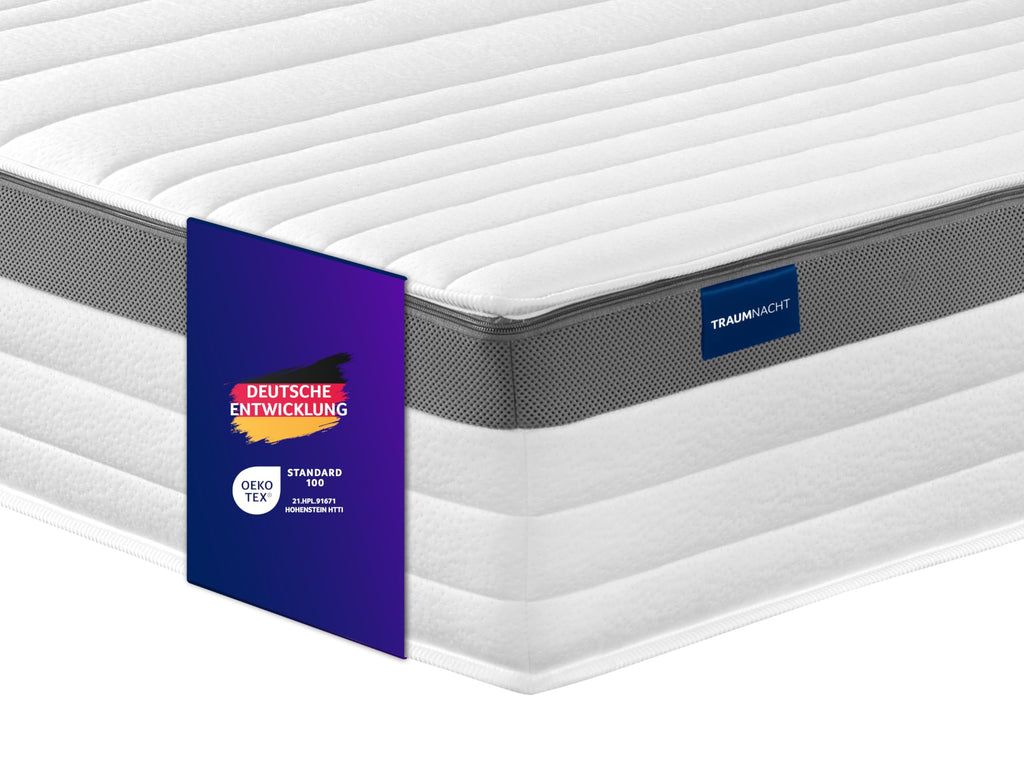 Traumnacht Exklusiv 7-Zonen 1.000er Tonnentaschenfederkernmatratze, Stiftung Warentest Testurteil Gut - Ausgabe 10/2023, 23 cm Premiumhöhe, Öko-Tex