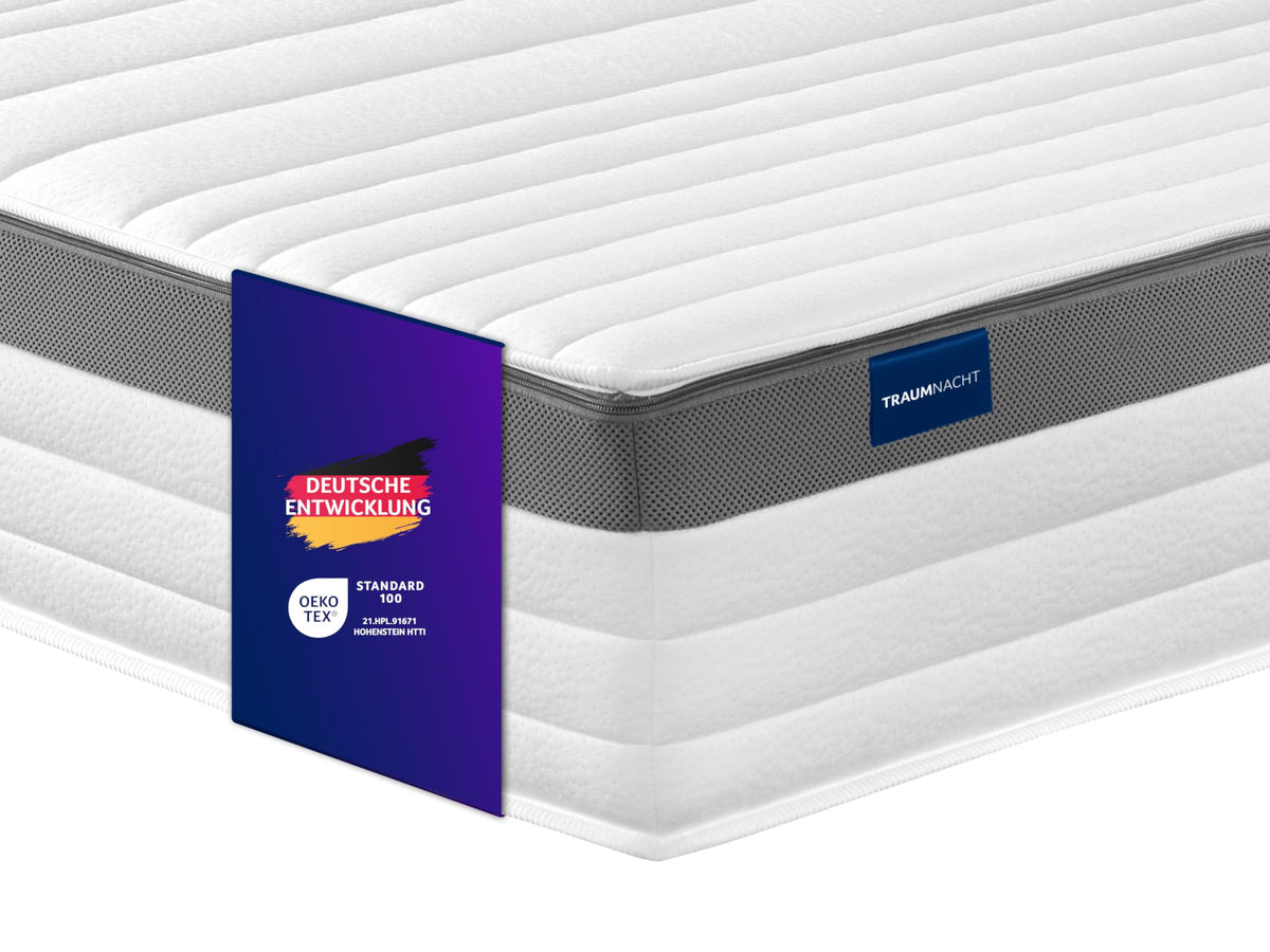 Traumnacht Exklusiv 7-Zonen 1.000er Tonnentaschenfederkernmatratze, Stiftung Warentest Testurteil Gut - Ausgabe 10/2023, 23 cm Premiumhöhe, Öko-Tex
