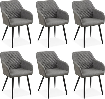CLIPOP Esszimmerstühle 2er Set, Küchenstühle Grau Samtstoff stühle Polsterstühle mit Armlehne Metallbeine Polstersessel Stühle für Esszimmer Küche