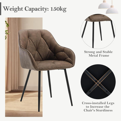 WOLTU Esszimmerstühle 4er Set, für Esszimmer Wohnzimmer, ergonomische Küchenstühle gepolstert mit Armlehnen, Metallbeinen, Sitzfläche aus