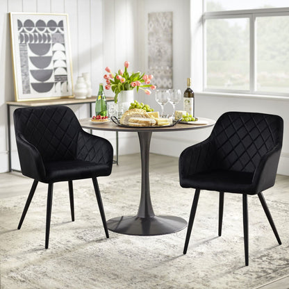 CLIPOP Esszimmerstühle 2er Set, Küchenstühle Grau Samtstoff stühle Polsterstühle mit Armlehne Metallbeine Polstersessel Stühle für Esszimmer Küche