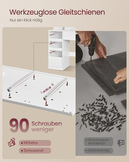 VASAGLE Schminktisch mit Beleuchtung und mit Spiege, 9 Schubladen