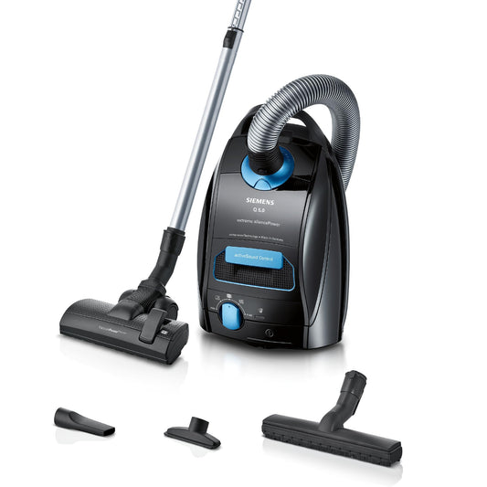 Siemens Staubsauger mit Beutel Q5.0 extreme silencePower VSQ5X1230, ideal für Allergiker, Hygiene-Filter, starke Saugleistung, Bodendüse