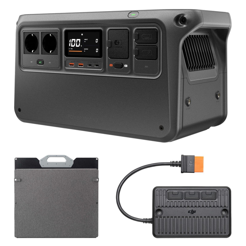 DJI Power 1000 V2 tragbare Powerstation, 200W faltbares Solarpanel, 1024 Wh LFP-Akku, 2600 W stabile Ausgangsleistung, in 37 Min. von 0% auf 80%, maximale Sicherheit, Camping, Stromausfall
