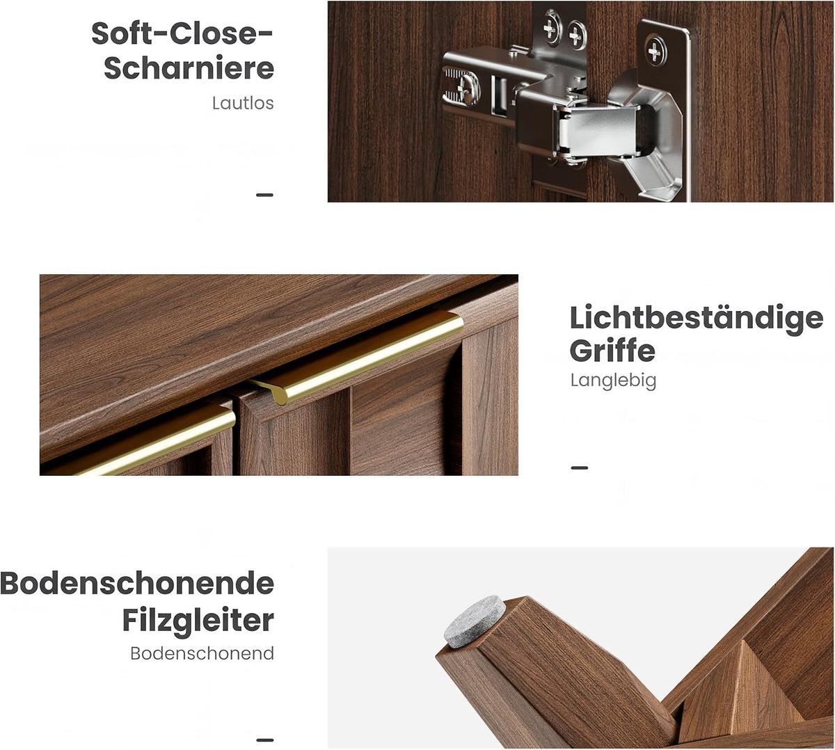 COLAMY Sideboard 150 cm Holz mit Stauraum – Modernes Sideboard für Wohnzimmer, Küchenschrank mit verstellbaren Einlegeböden