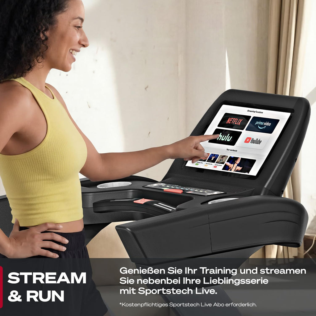 Sportstech, Laufband klappbar mit großem 21,5-Zoll-Touchdisplay, F75