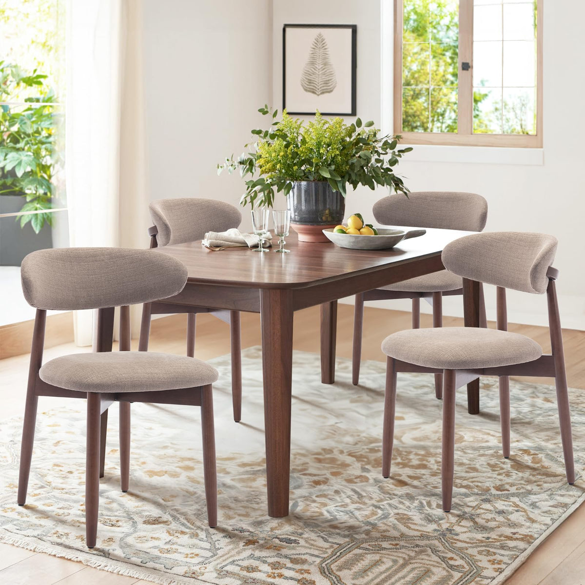 COLAMY Küchenstuhl Esszimmerstühle 4er Set, Moderne Polsterstuhl Essstühle mit Fester Rückenlehne, Stoff Esszimmerstühl mit Holzbein für Esszimmer