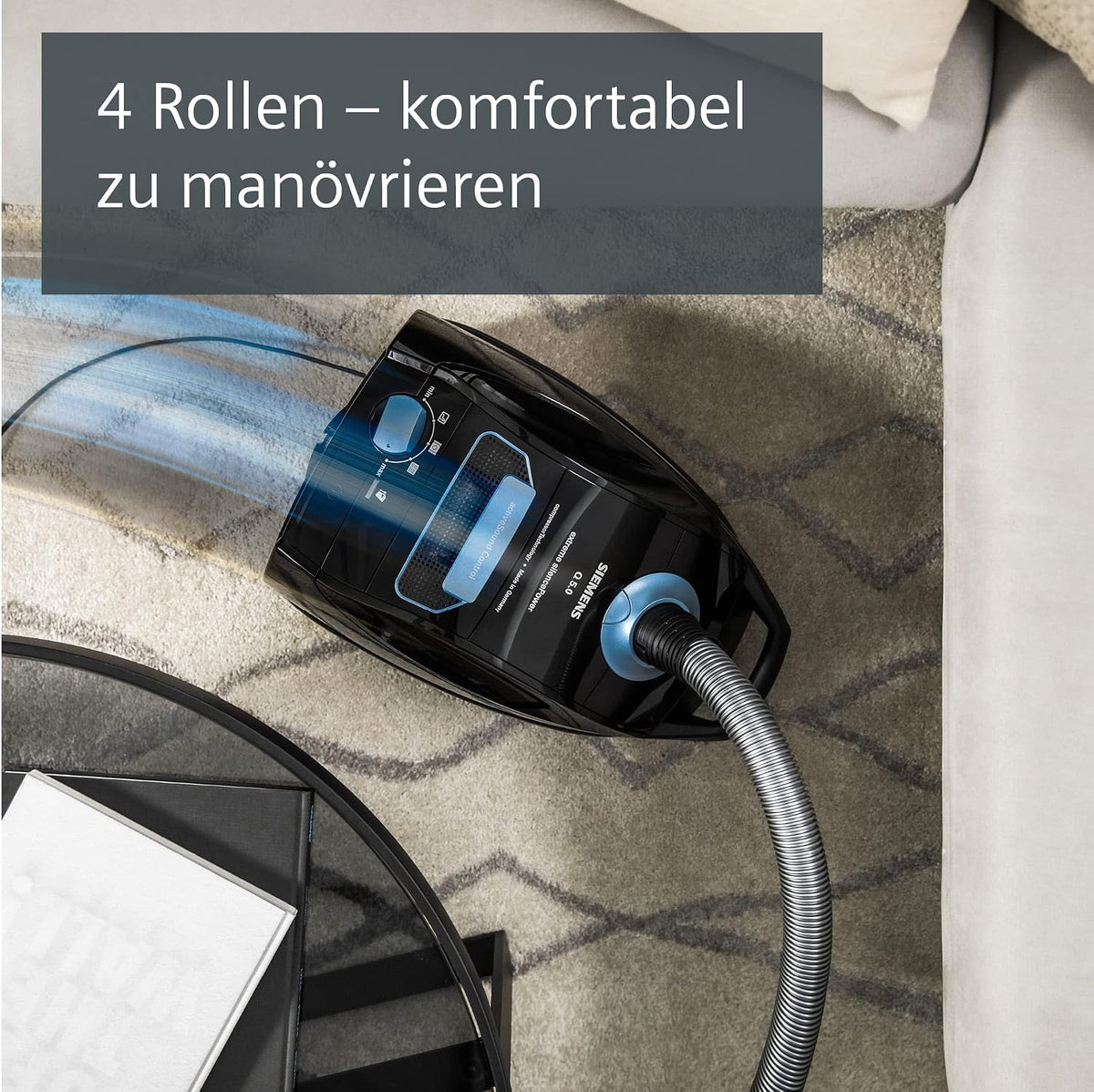 Siemens Staubsauger mit Beutel Q5.0 extreme silencePower VSQ5X1230, ideal für Allergiker, Hygiene-Filter, starke Saugleistung, Bodendüse