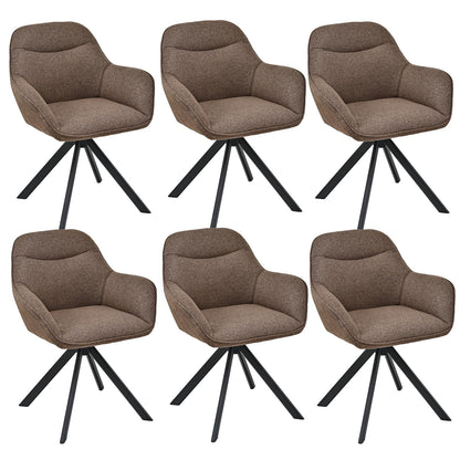 Esszimmerstühle Drehbar 4er Set mit Armlehne, 360° drehbar, Polsterstuhl Leinen, Drehstuhl Esszimmer Beige, Küchenstuhl mit Metallbeine für