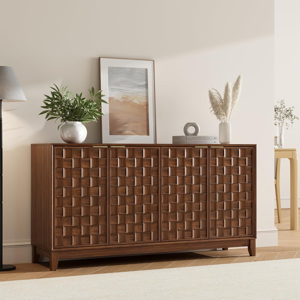 COLAMY Sideboard 150 cm Holz mit Stauraum – Modernes Sideboard für Wohnzimmer, Küchenschrank mit verstellbaren Einlegeböden