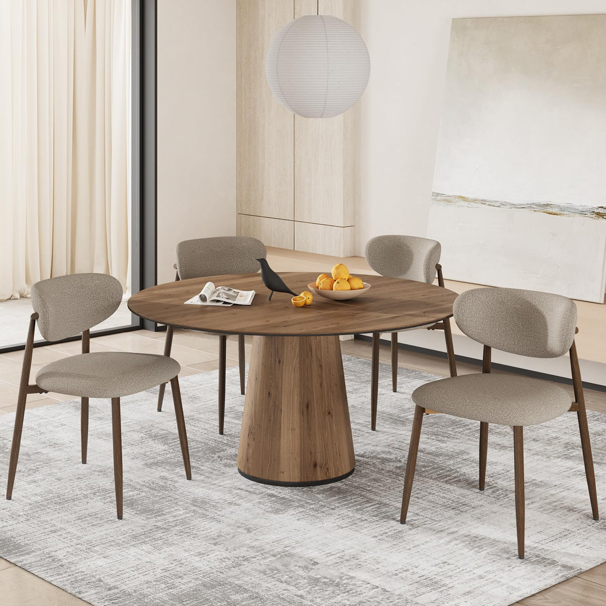 COLAMY Küchenstuhl Esszimmerstühle 4er Set, Moderne Polsterstuhl Essstühle mit Fester Rückenlehne, Stoff Esszimmerstühl mit Holzbein für Esszimmer