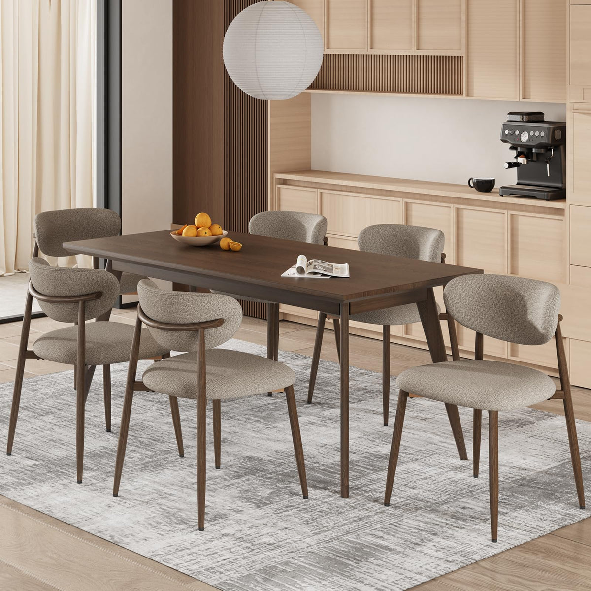 COLAMY Küchenstuhl Esszimmerstühle 4er Set, Moderne Polsterstuhl Essstühle mit Fester Rückenlehne, Stoff Esszimmerstühl mit Holzbein für Esszimmer
